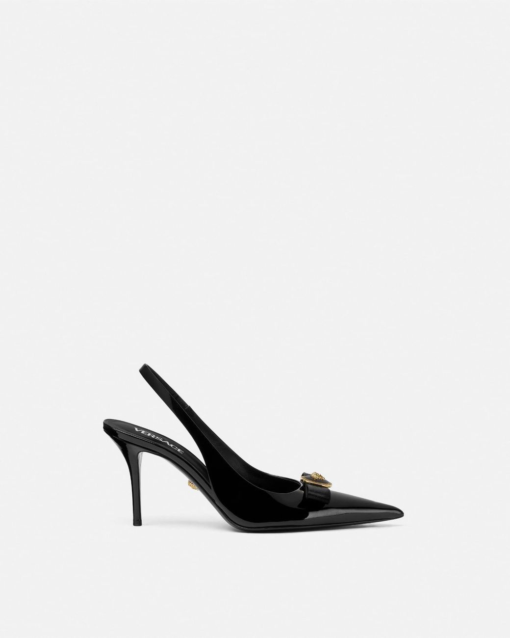 Versace White Gianni Ribbon Patent Slingbacks 85 Mm