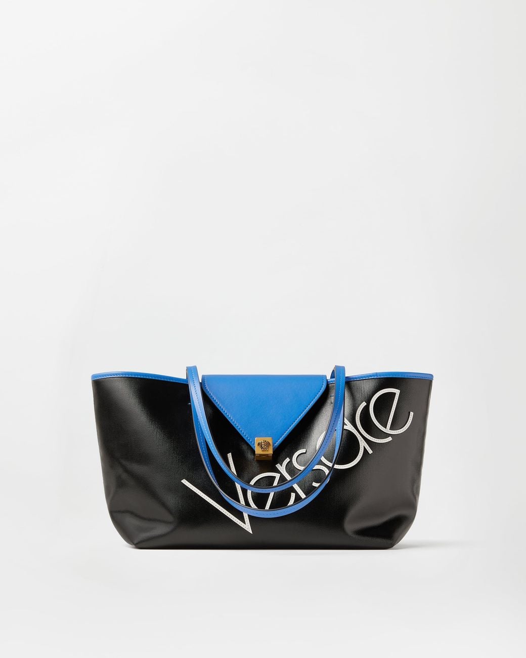 Versace Blue Severine Small Coated Canvas Tote