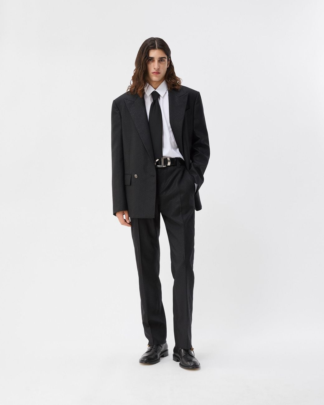 Versace Jacquard Lurex Wool Formal Pants in Black for Men | Lyst