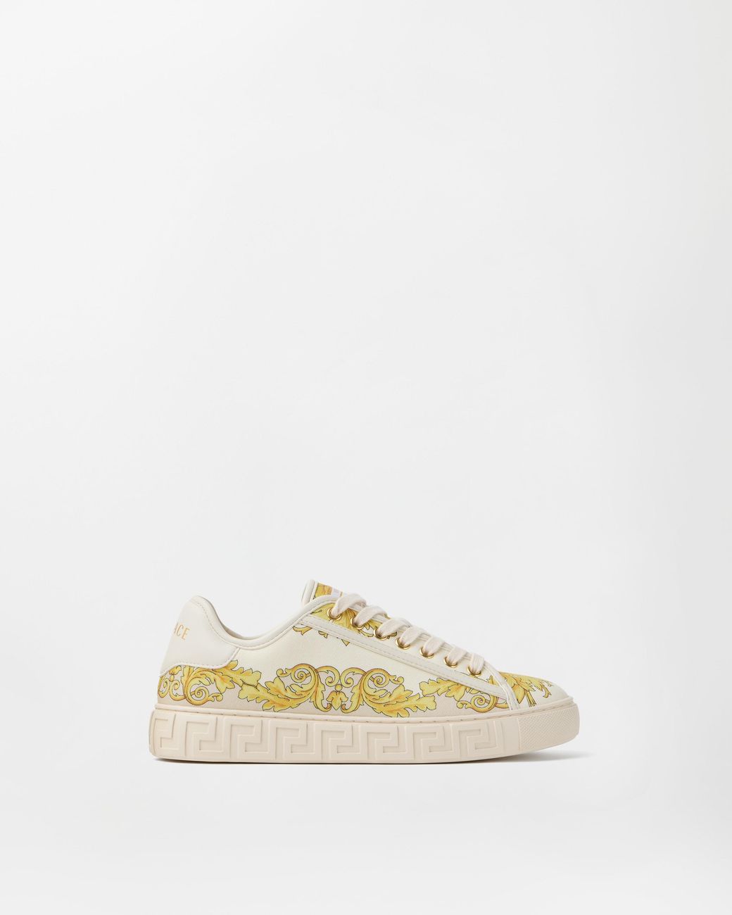 Versace Natural Greca Printed Silk Twill Sneakers