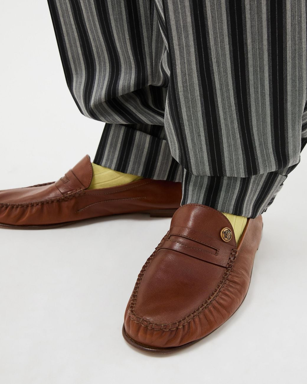 Versace White Guanto Leather Loafers for men