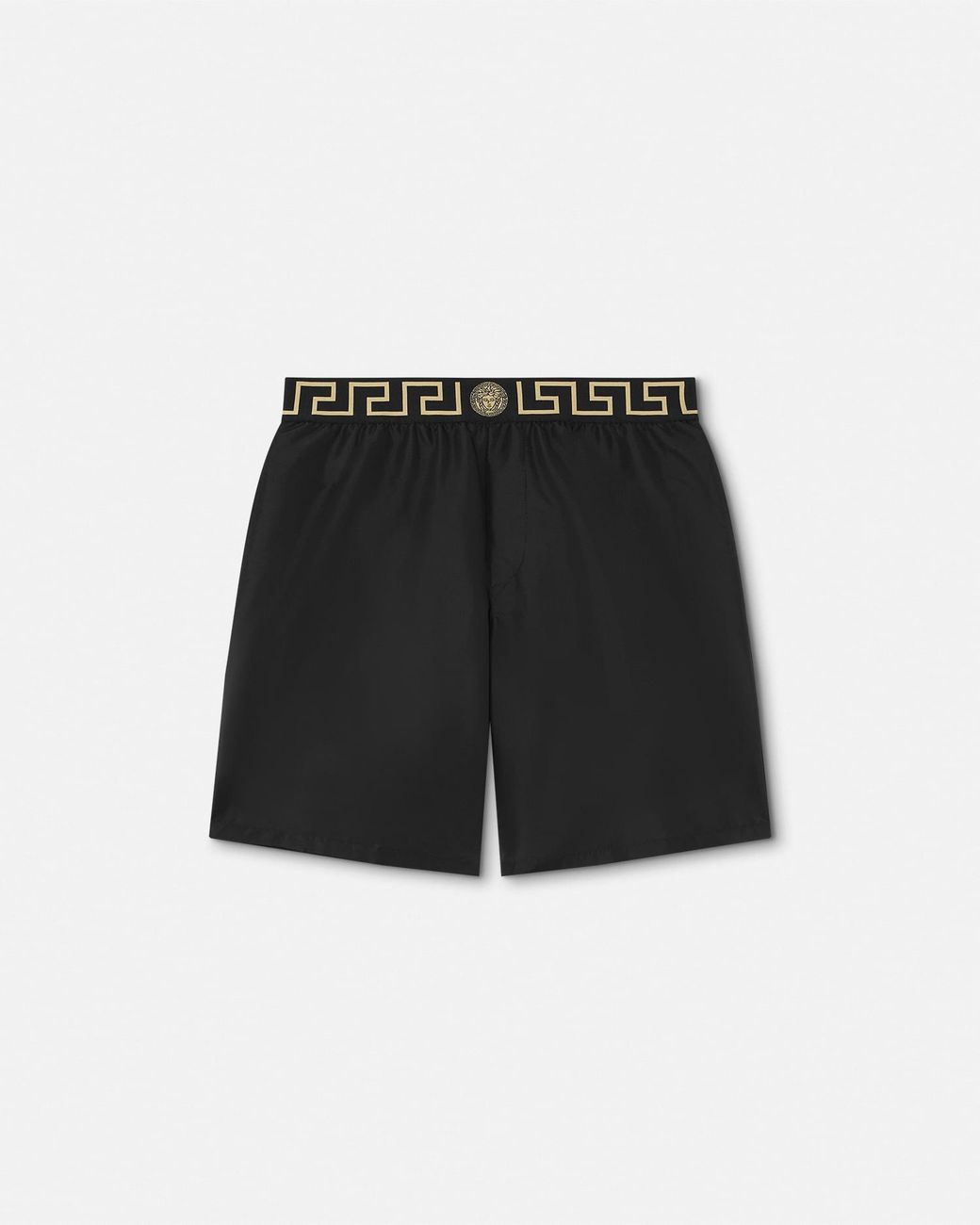 Versace Black Short De Surf À Bordure Greca for men