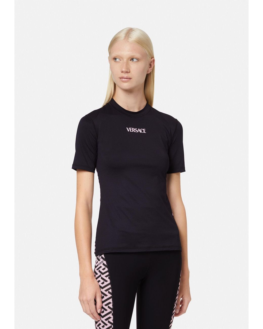 Versace La Greca Gym Shirt in Black | Lyst