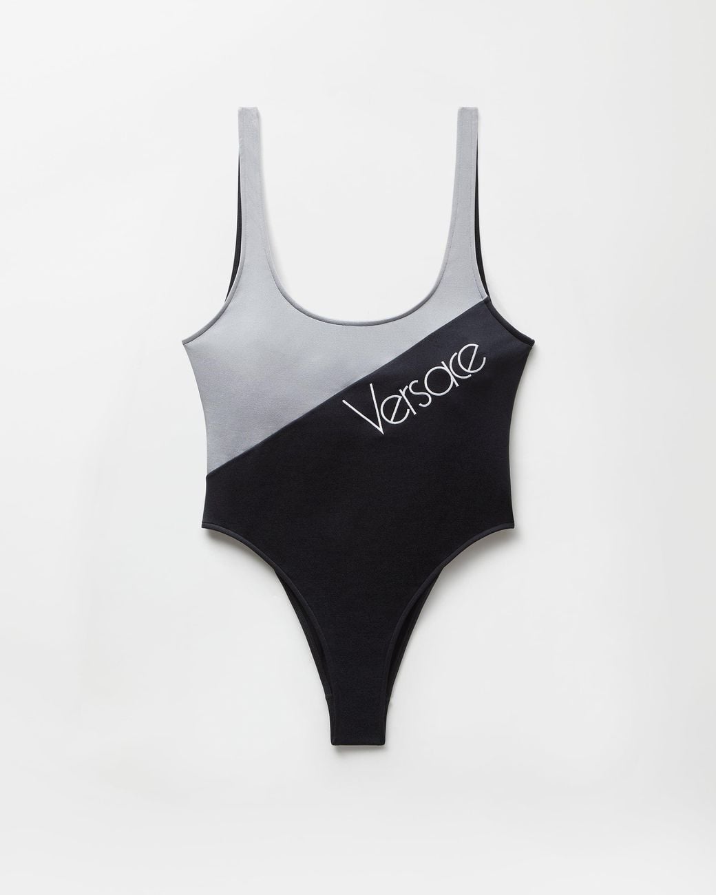 Versace White Embroidered-Logo One-Piece Swimsuit
