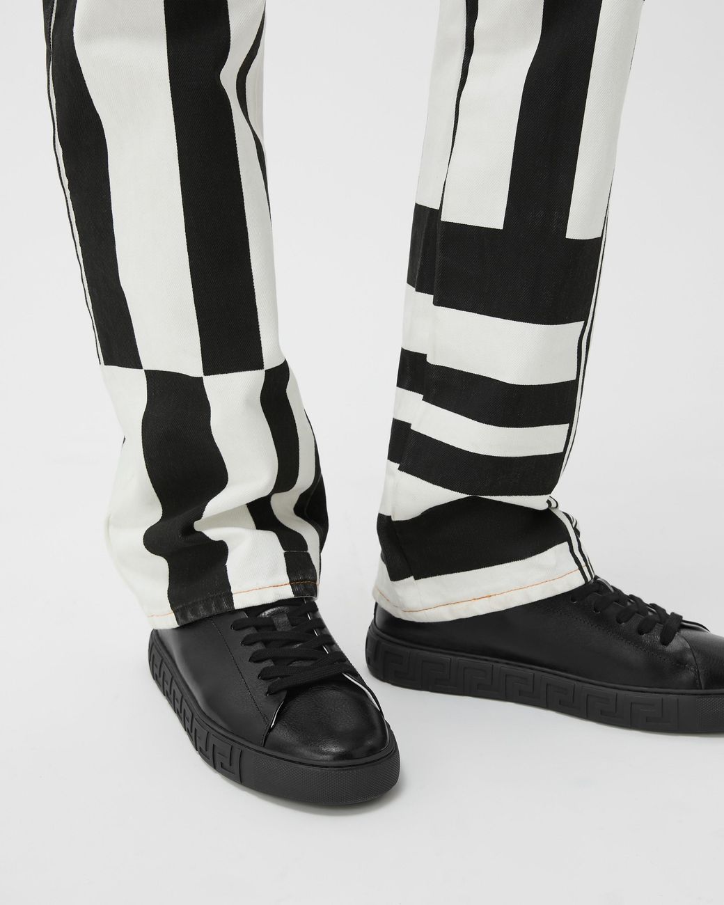 Versace White Greca Leather Sneakers for men