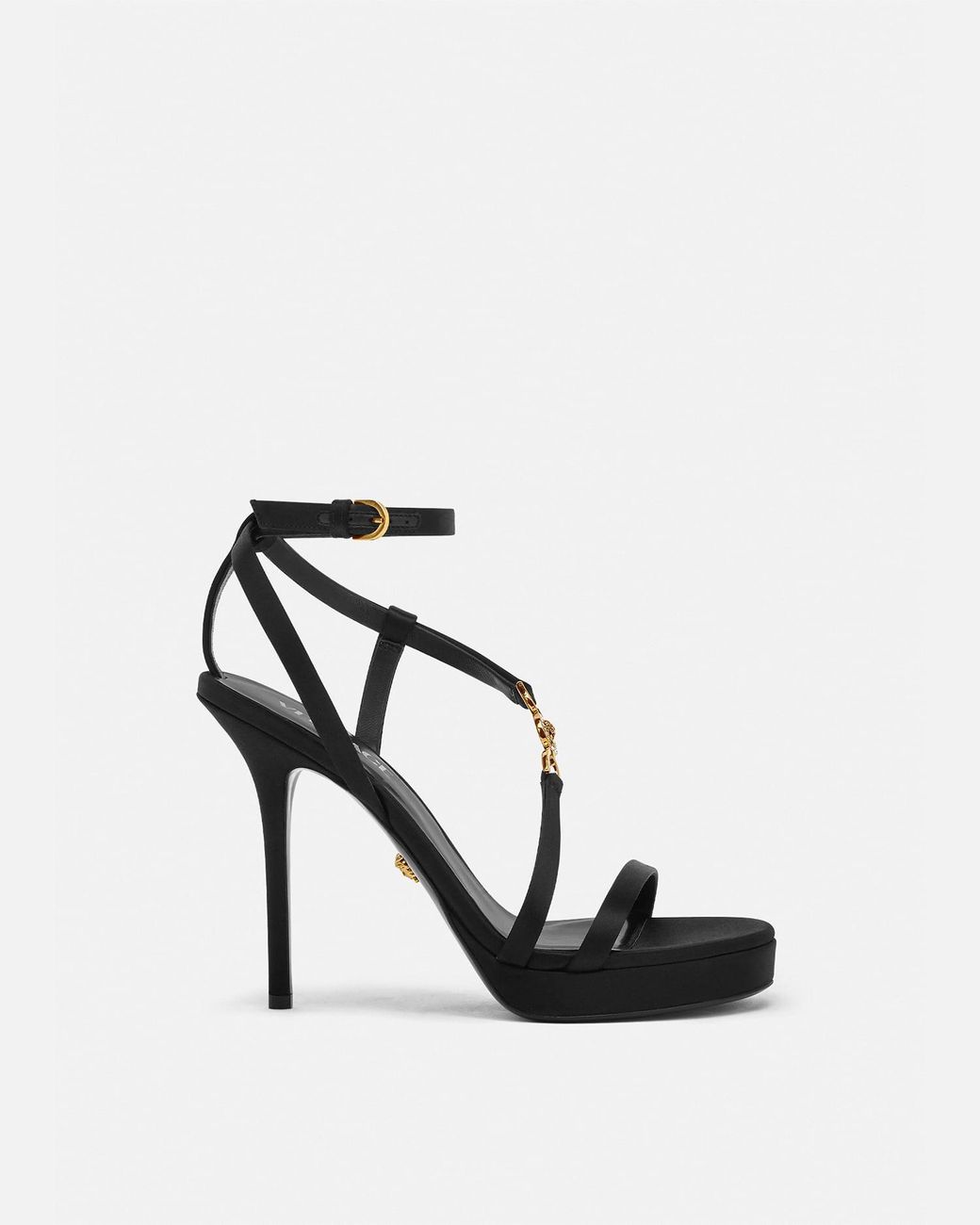 Versace White Medusa '95 Embellished Satin Sandals 115 Mm