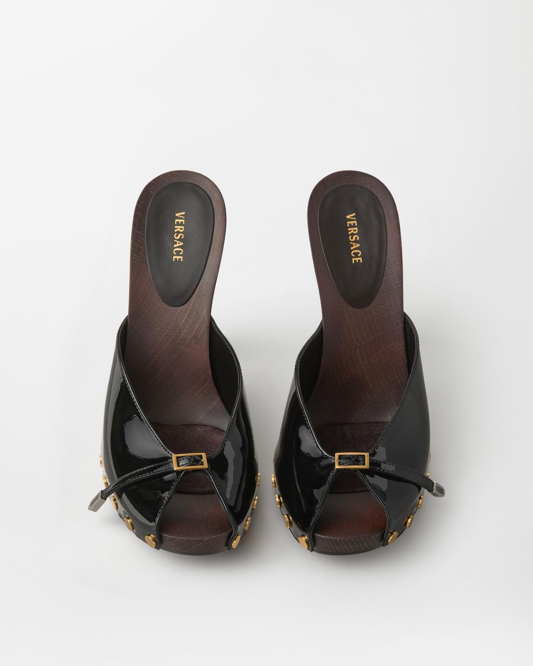 Versace White Sassi Patent Clogs 105 Mm