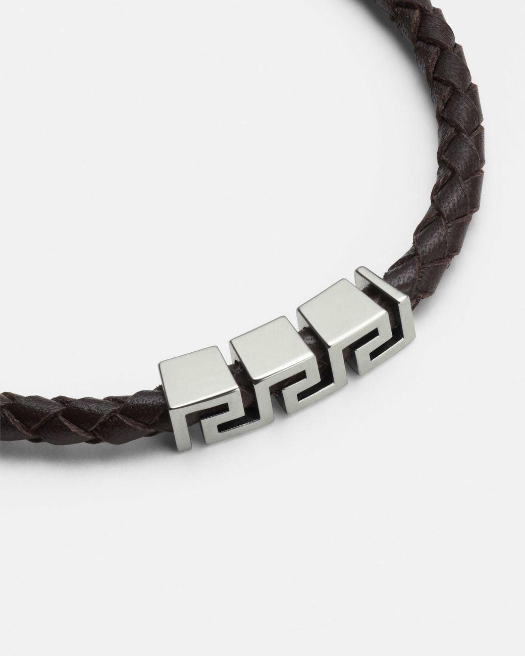 Versace White Greca Leather Bracelet for men