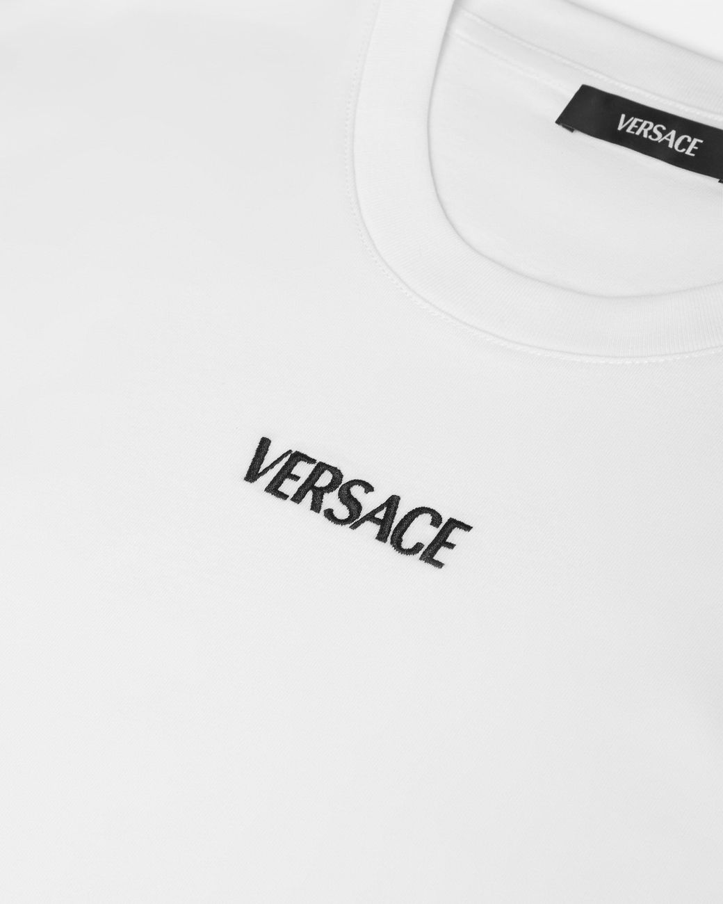 Versace White Embroidered Cotton-Jersey Slim T-Shirt for men