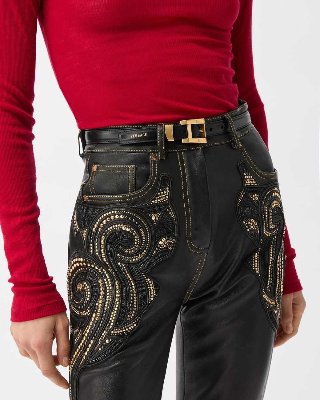 Versace Black Leather Belt 2 Cm