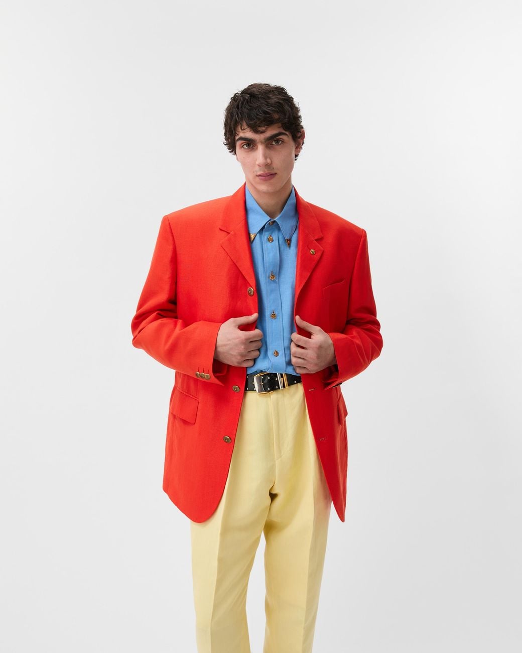 Versace Red Wool-Linen Blazer for men