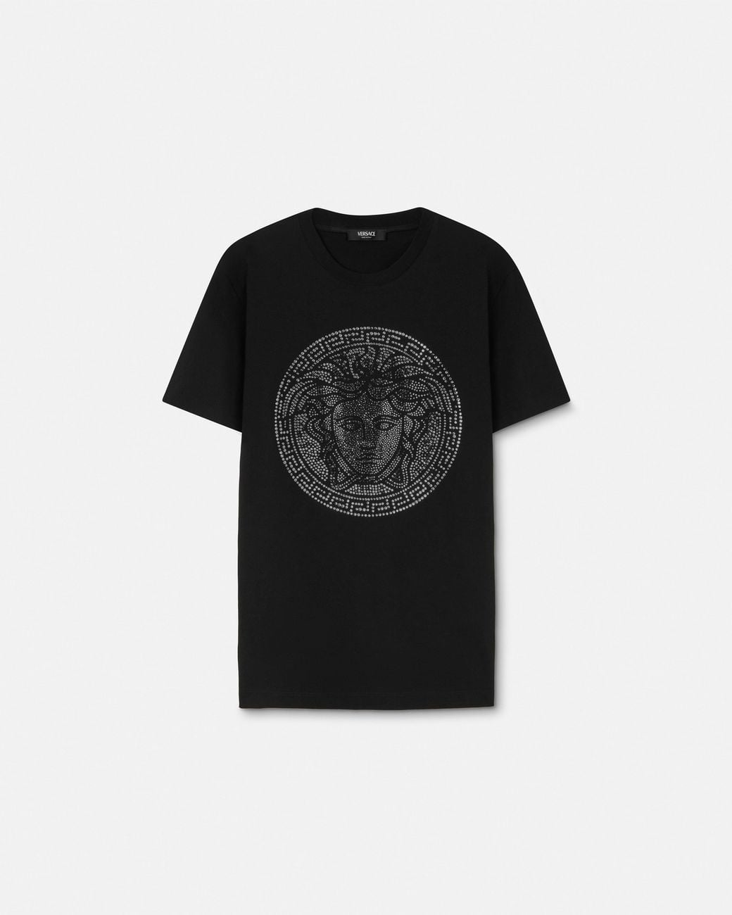 Versace Black Embellished Cotton-Jersey Slim T-Shirt for men