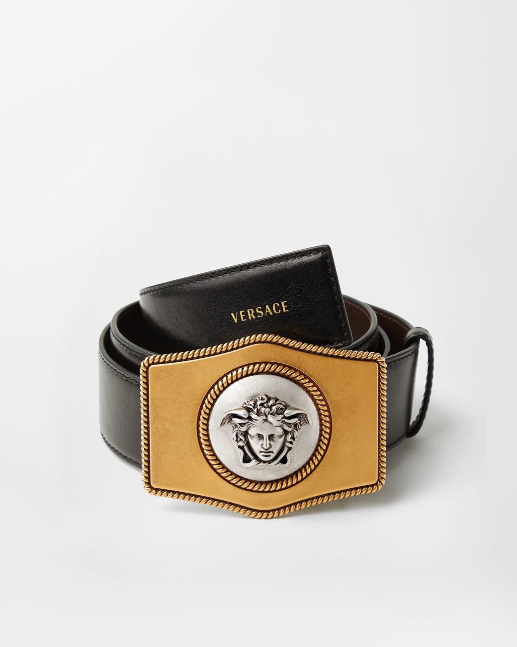 Versace Black Leather Belt 4 Cm for men