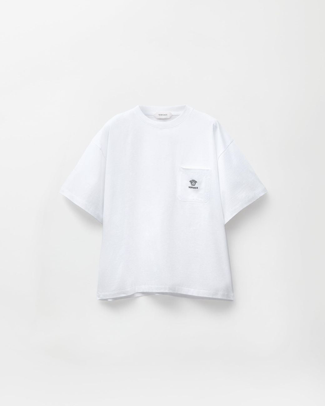 Versace White Embroidered Cotton-Jersey T-Shirt for men