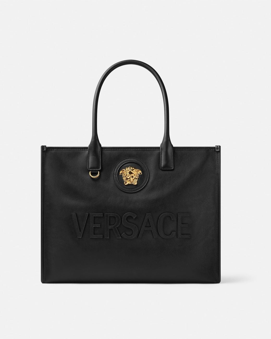 Versace Black La Medusa Large Leather Tote