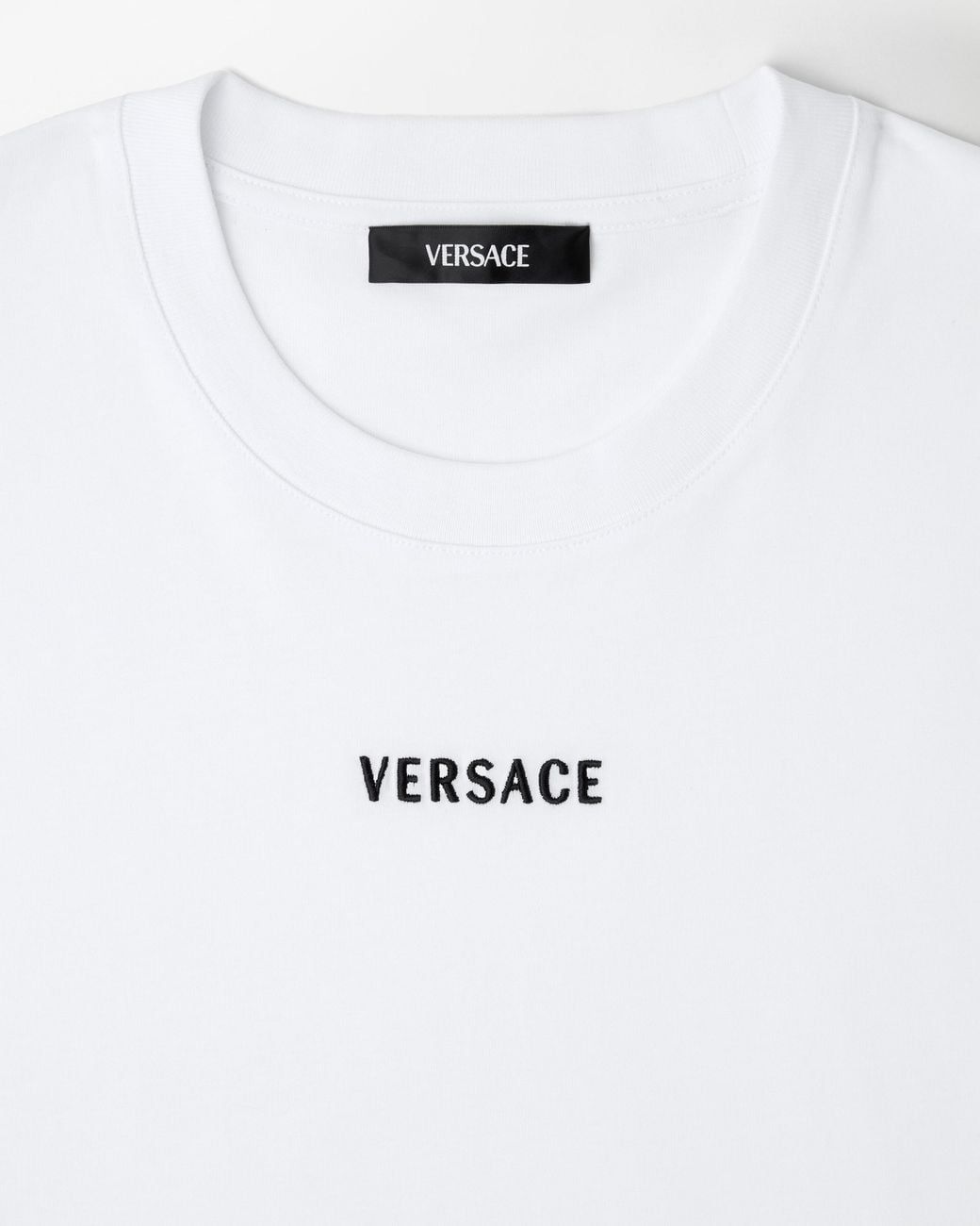 Versace White Embroidered Cotton-Jersey Slim T-Shirt for men
