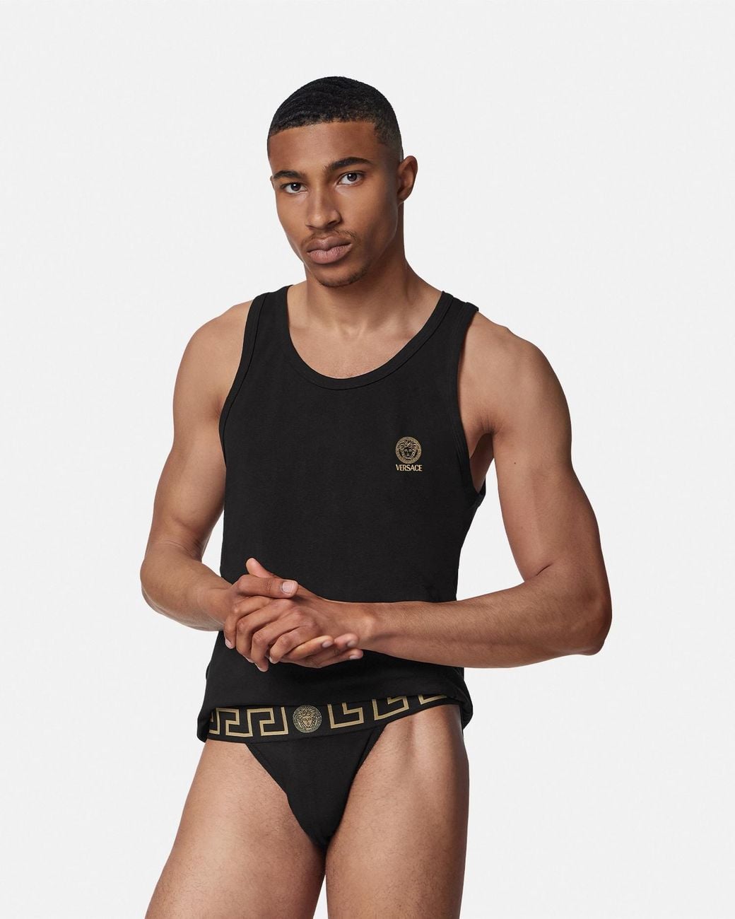 Versace Black Greca Border Jockstrap for men