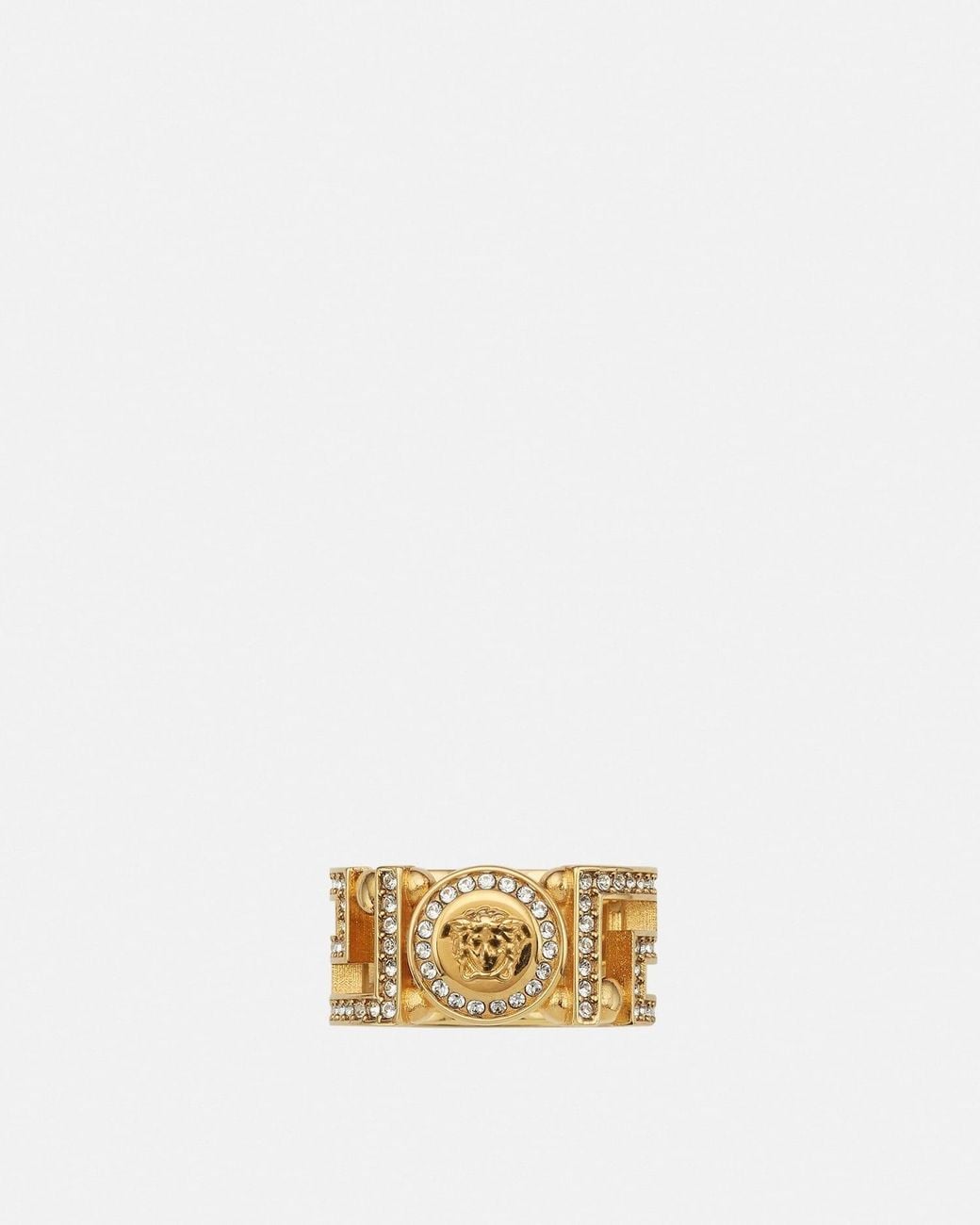 Versace Metallic Greca Crystal Ring
