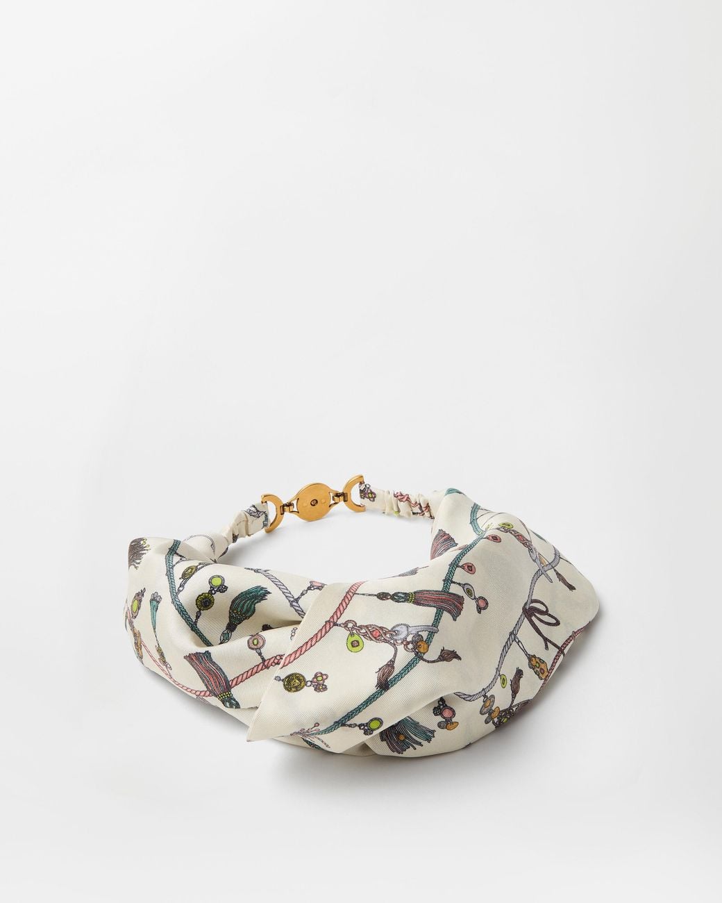 Versace White Printed Silk Twill Headband