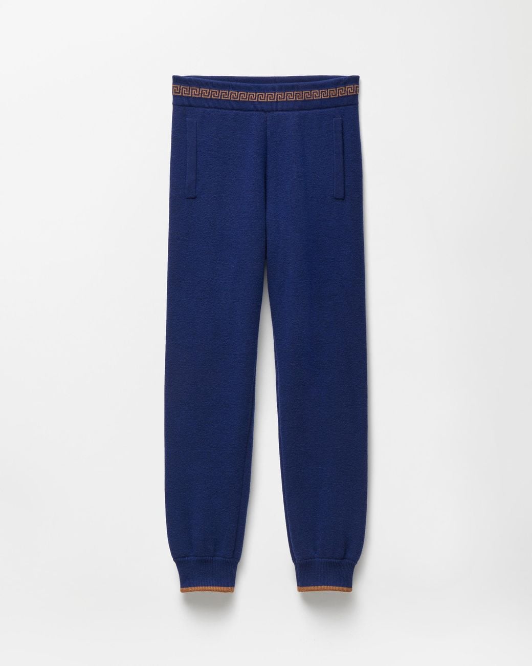 Versace Blue Jacquard Wool Blend Knit Pants for men
