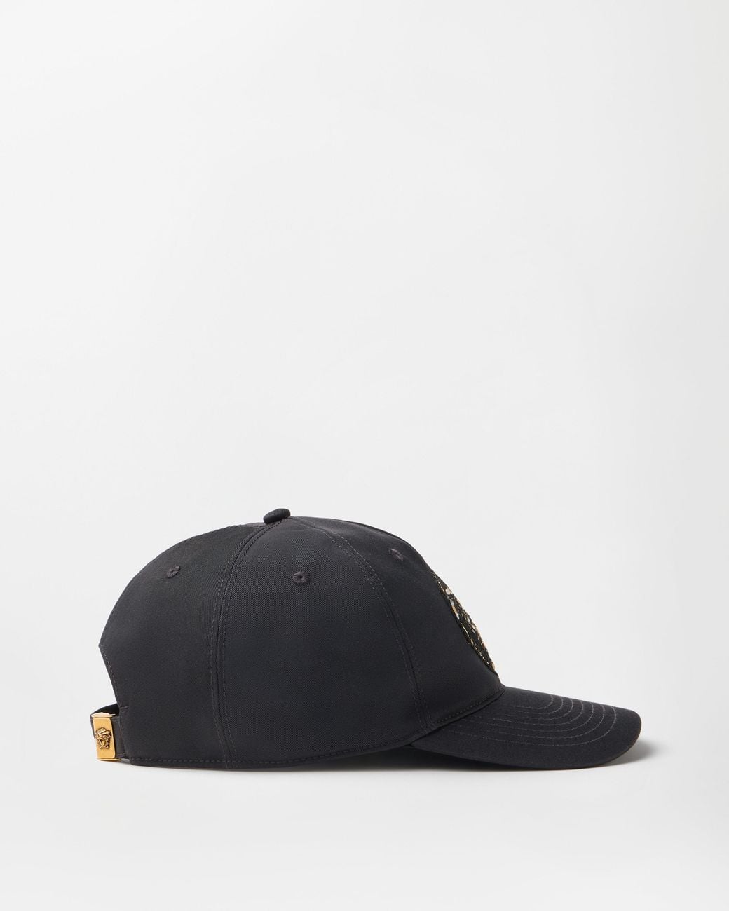 Versace Black Bestickte Baseballkappe Aus Baumwolle