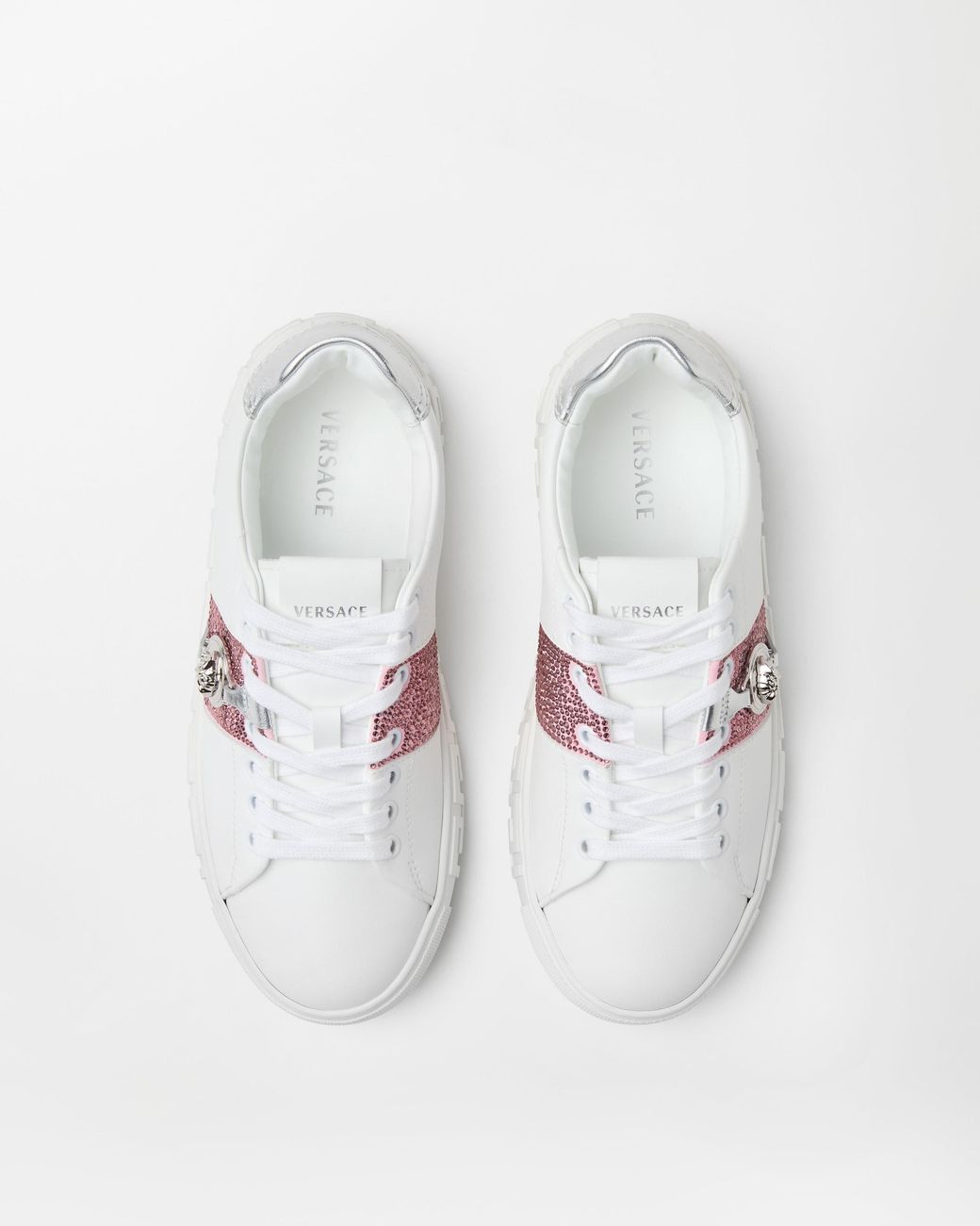 Versace White Greca Embellished Sneakers