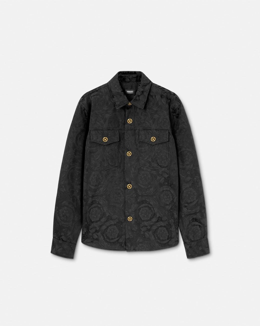 Versace Black Jacquard Cotton Overshirt for men