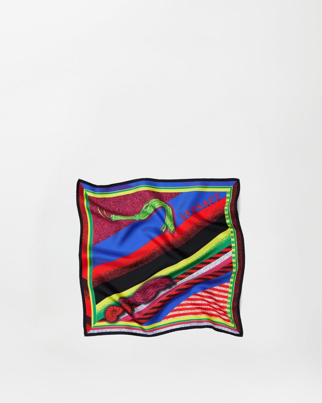 Versace White Printed Silk Twill Scarf 55 Cm