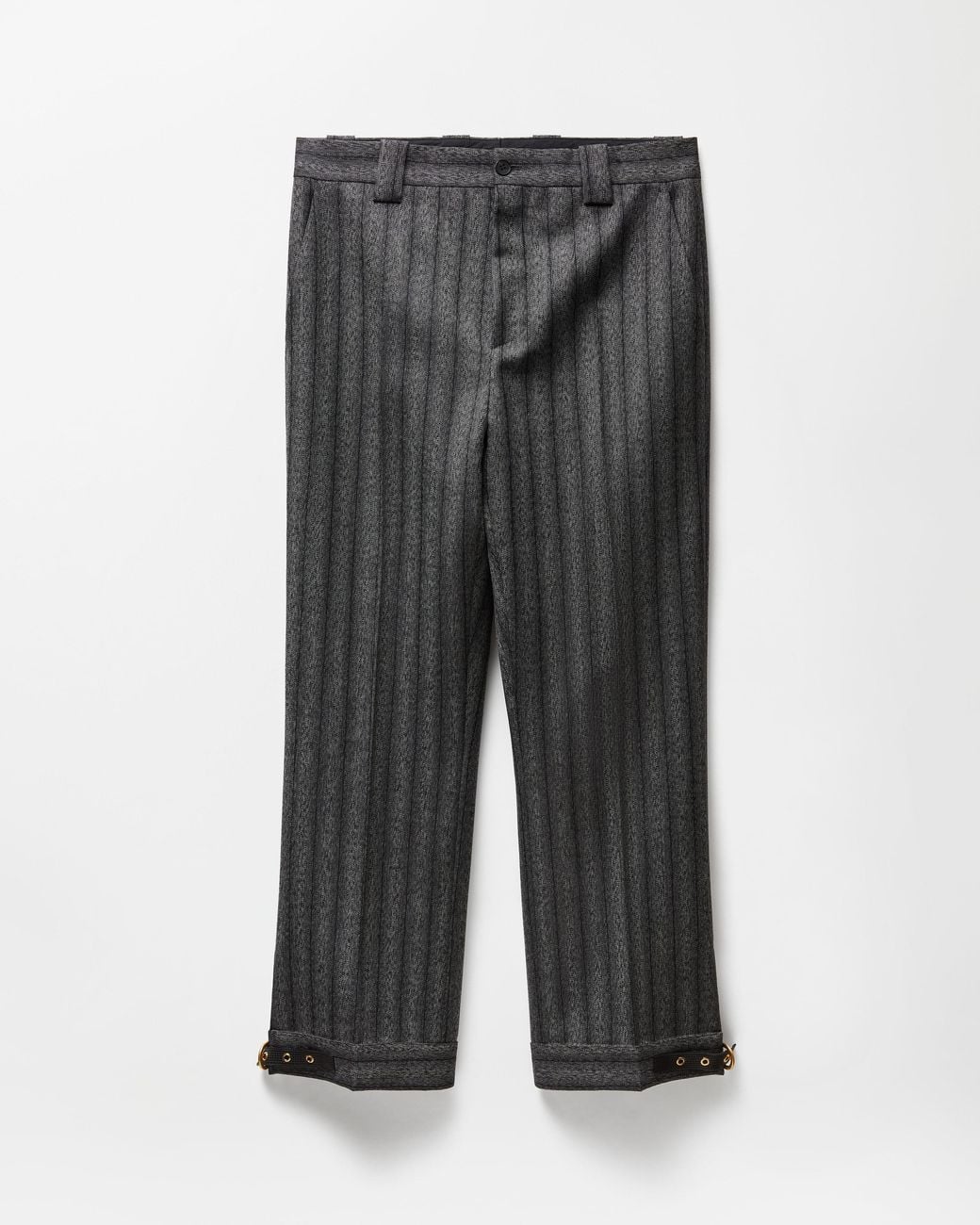 Versace Gray Pinstripe Wool Twill Formal Pants for men
