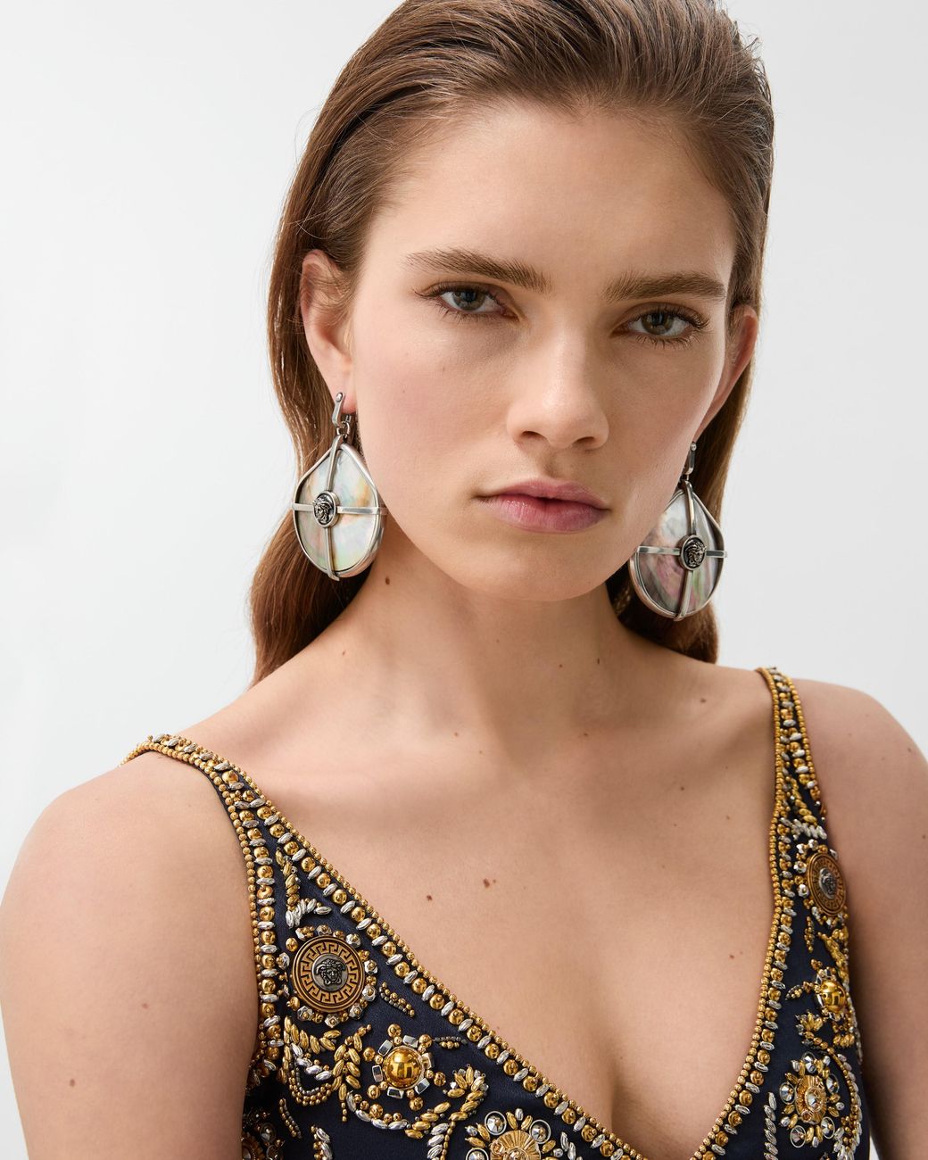 Versace Metallic Sea Frames Earrings