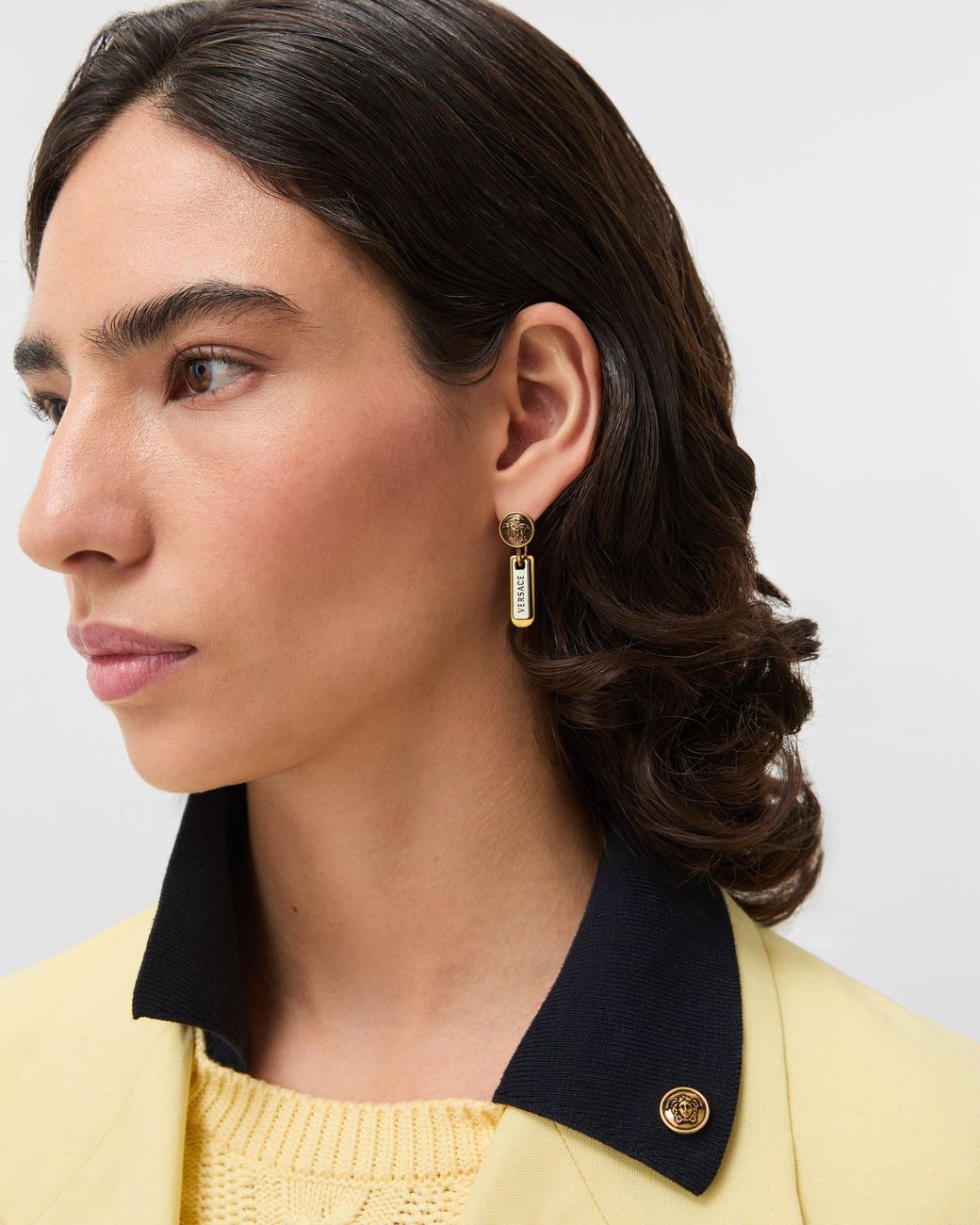 Versace Natural Logo Tag Earrings