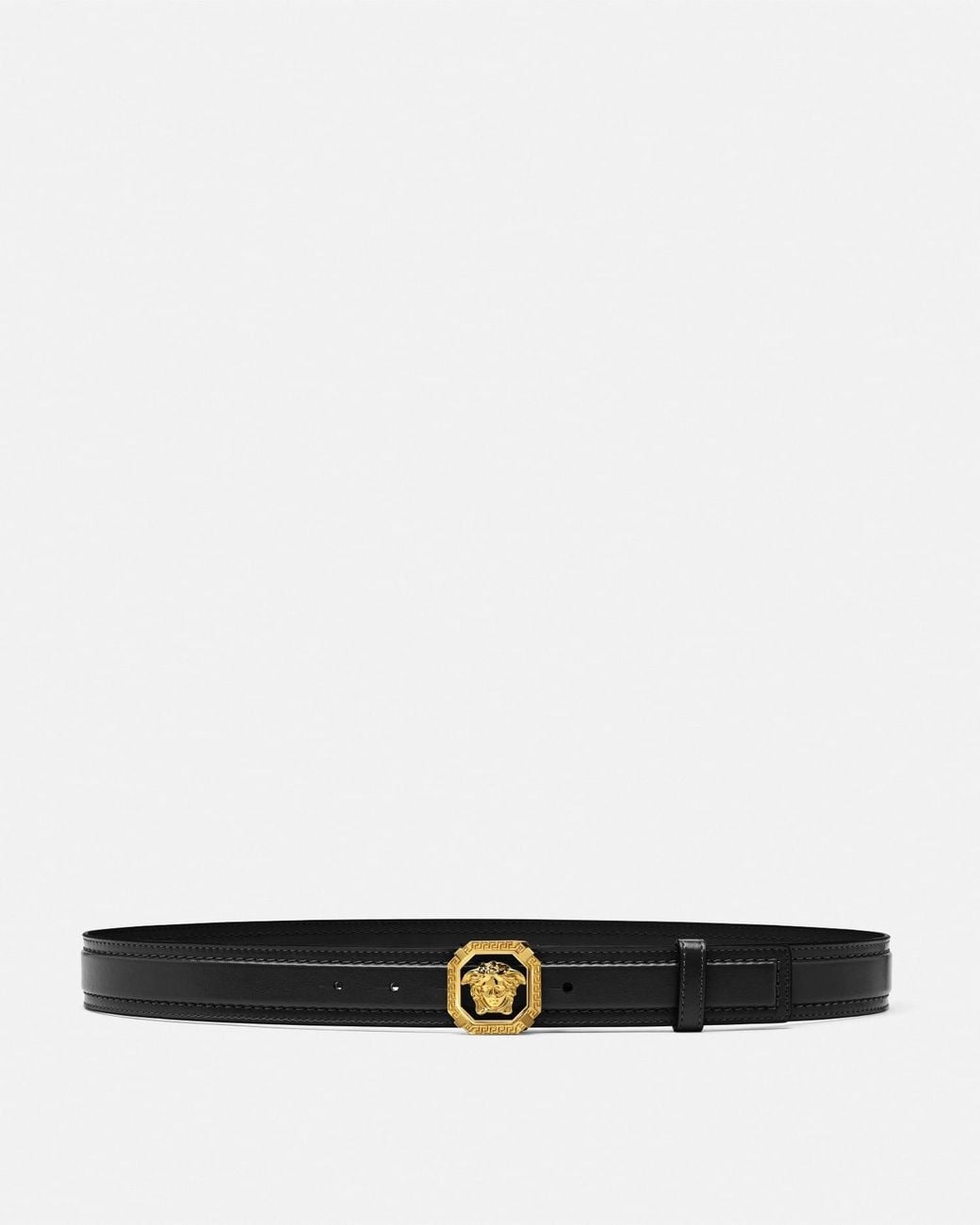 Versace White La Medusa Leather Belt 1.4" for men