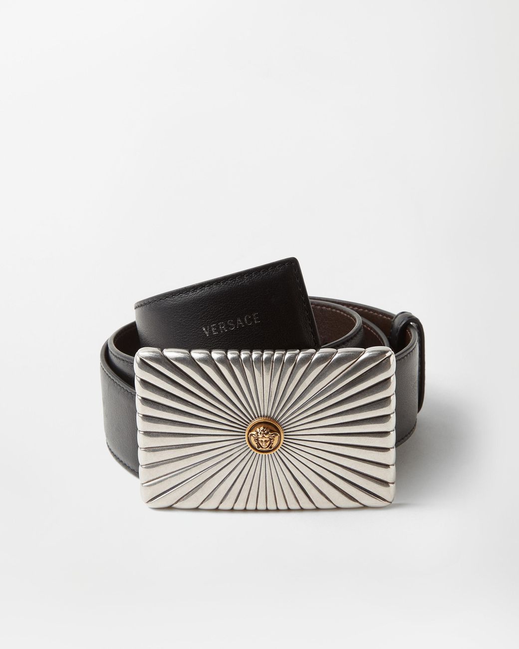 Versace Black Leather Belt 4 Cm for men