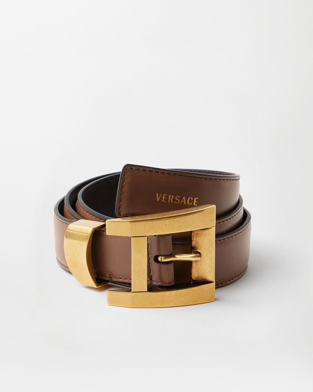 Versace Brown Leather Belt 3 Cm