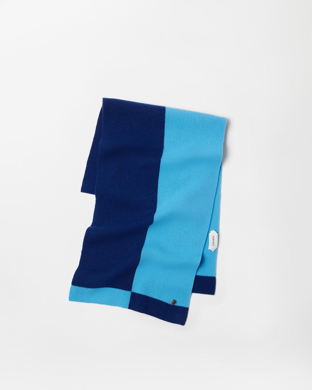 Versace Blue Wool & Cashmere Knit Scarf