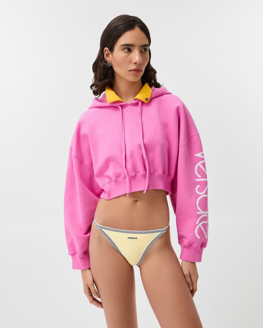 Versace White Embroidered-Logo Bikini Bottoms