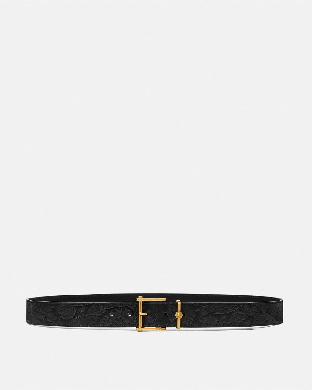 Versace White Barocco Leather Belt 1.2" for men