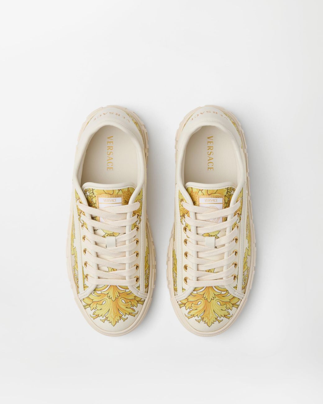 Versace Natural Greca Printed Silk Twill Sneakers