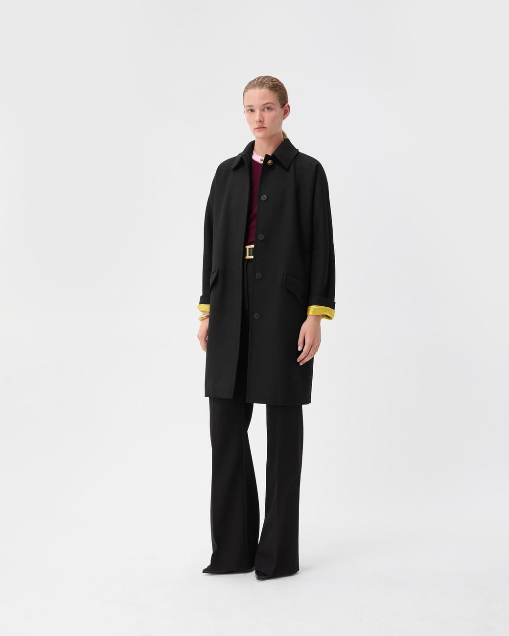 Versace Black Double-Wool Light Felted Coat