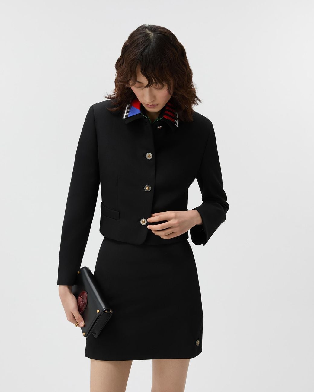 Versace Black Grain De Poudre Wool Jacket