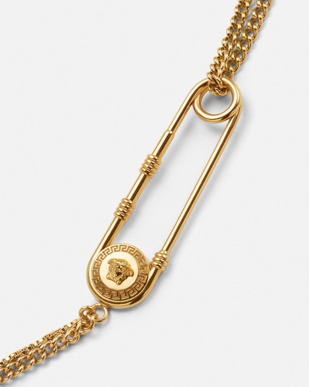 Versace Metallic Safety Pin Necklace