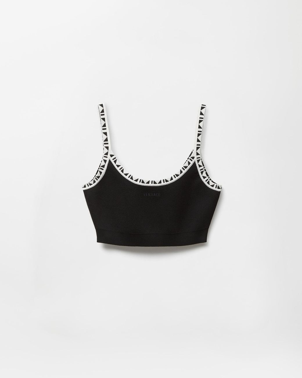 Versace White Viscose-Blend Jacquard Crop Top