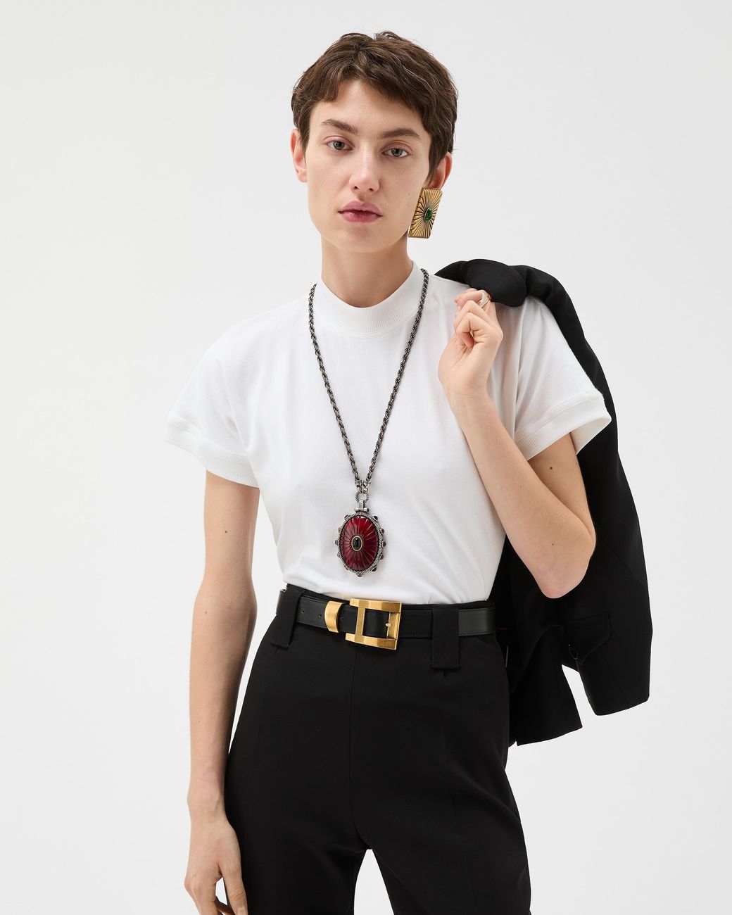 Versace White Embroidered Stretch Cotton-Jersey T-Shirt