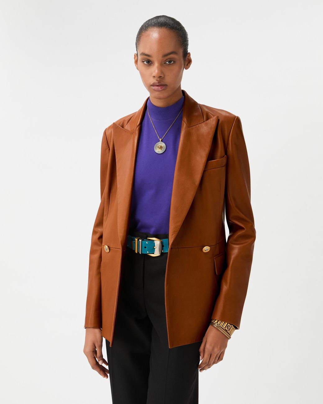 Versace Brown Nappa Plongé Blazer