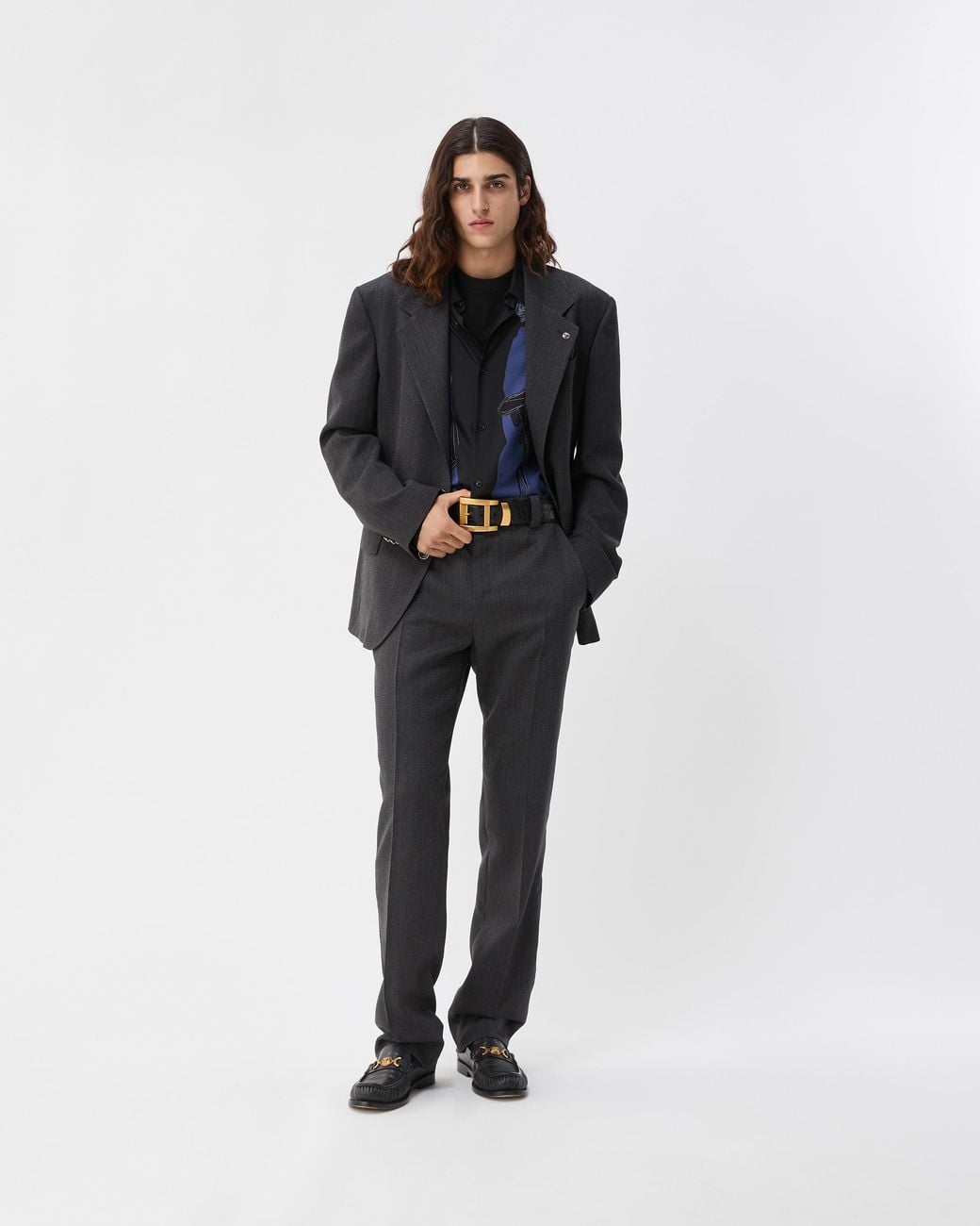 Versace Wool Formal Pants in Black for Men | Lyst