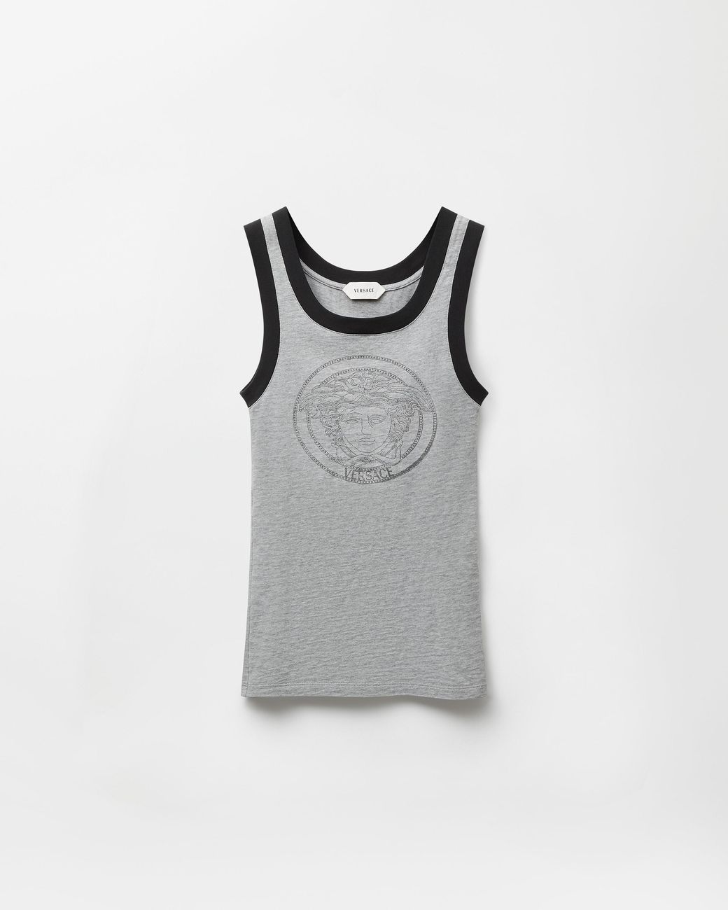 Versace Gray Printed Cotton-Jersey Tank Top