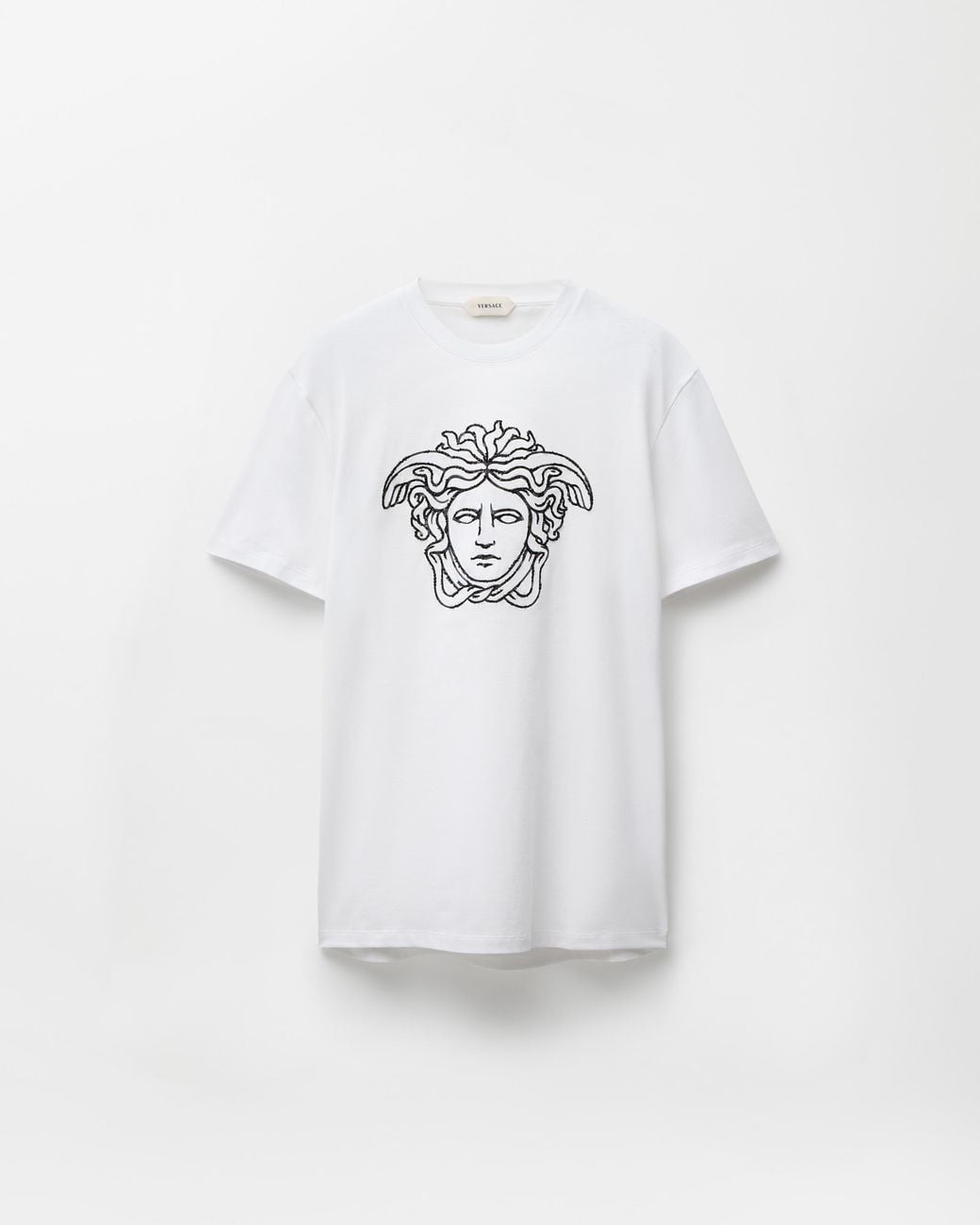 Versace White Embroidered-Logo Cotton-Jersey T-Shirt for men