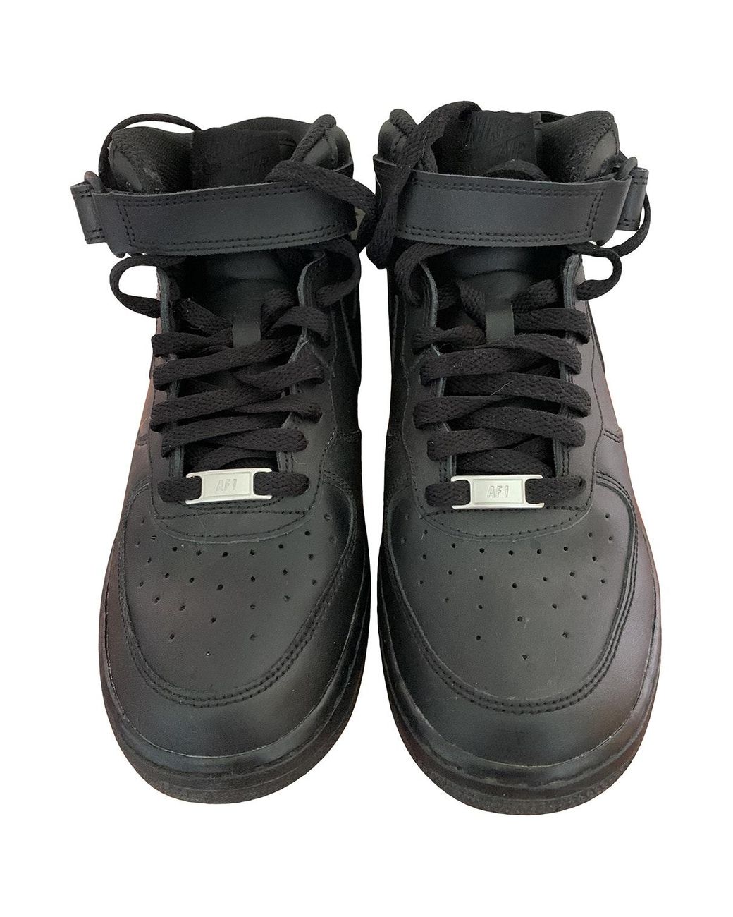 Nike Air Force 1 Leather Trainers in Black - Lyst