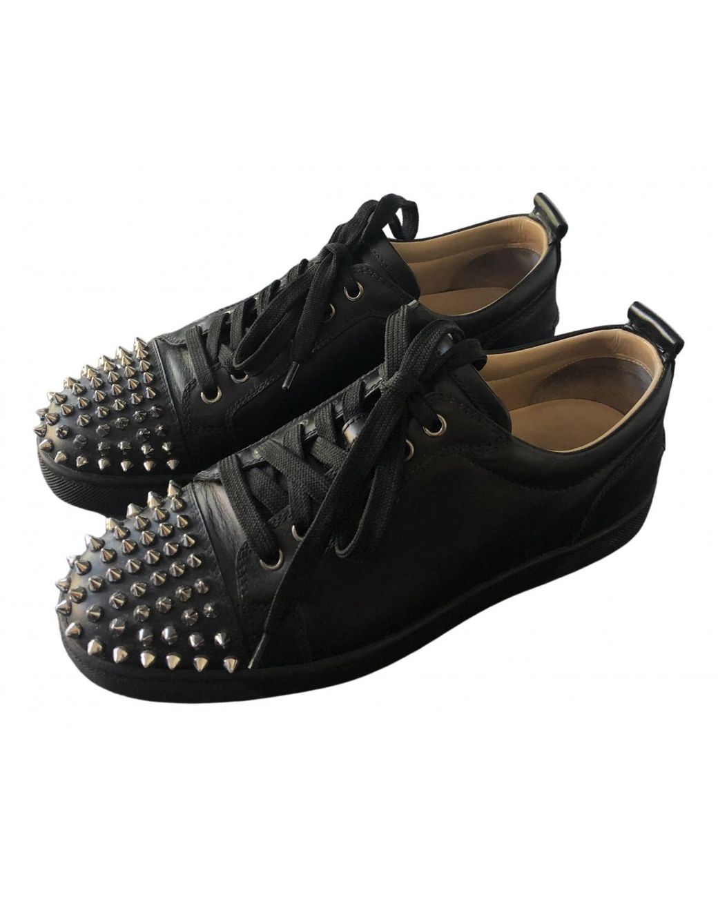 black studded louboutin trainers
