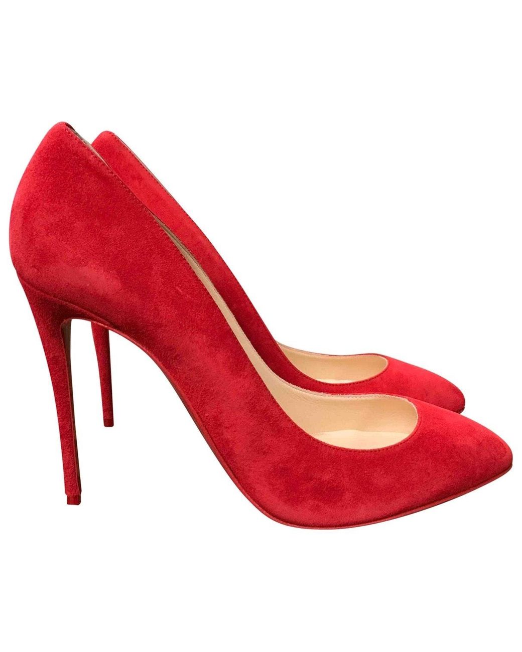 Christian Louboutin Suede Heels in Red - Lyst
